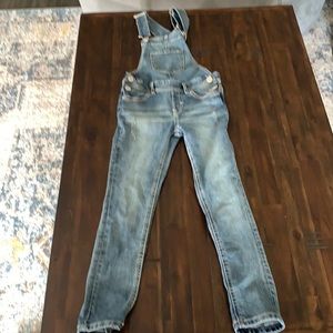 Girls silver jean overalls